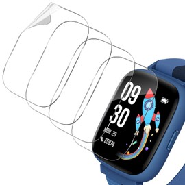 Holilo Pack of 4 Screen Protectors Compatible with Biggerfive Smartwatch Children 1.8 Inch TPU Film Screen Protector, Anti-Scratch Ultra Clear 9H Hardness HD Bubble-Free Scratch-Resistant Screen