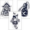 Set of 3 large size tattoo tattoo stickers, skull, 1 set / 큰 사이즈 문신 타투 스티커 3종 세트, 해골, 1세트