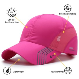 Acado Women Running Cap - UV Protection Baseball Caps Breathable Dry Fit Mesh Ladies Sport Sun Hat Outdoor Tennis Golf Hiking Pink