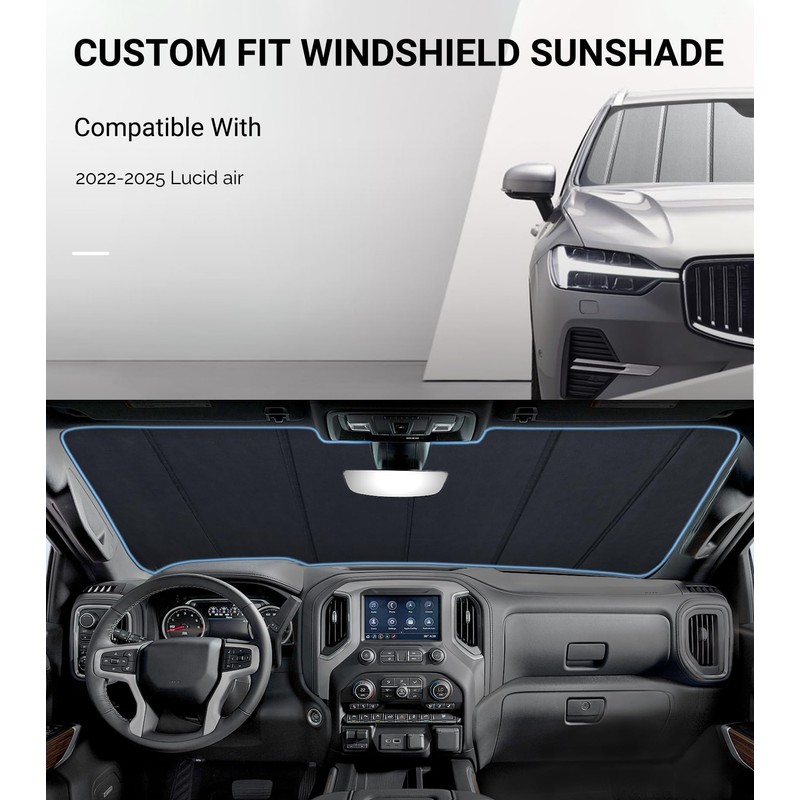 Pigenius Windshield Sun Shade for Lucid Air 2022-2026 (EV Sedan),with