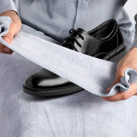 ZJoey Kit de 10 aplicadores de gamuza para zapatos de brillo, para limpiar zapatos de piel, botas de cuidado de gamuza (10 paños de limpieza de zapatos), color gris, Gris