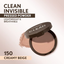 Covergirl Clean Invisible Pressed Powder, Lightweight, Breathable, Vegan Formula, Creamy Beige 150, 0.38oz