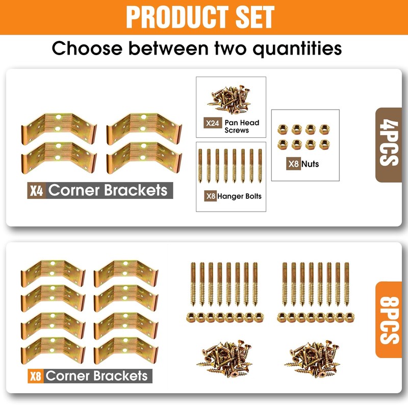 Kerf Mount Corner Bracket Set of 8,Surface Mount Corner Bracket