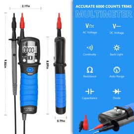 Pen Type Digital Multimeter, LYCEBELL LC-38C Voltage Tester Ohmmeter Measuring DC AC Voltage Resistance Diode, Continuity Testers, with Multimeter Test Leads - Date Hold & Flashlight
