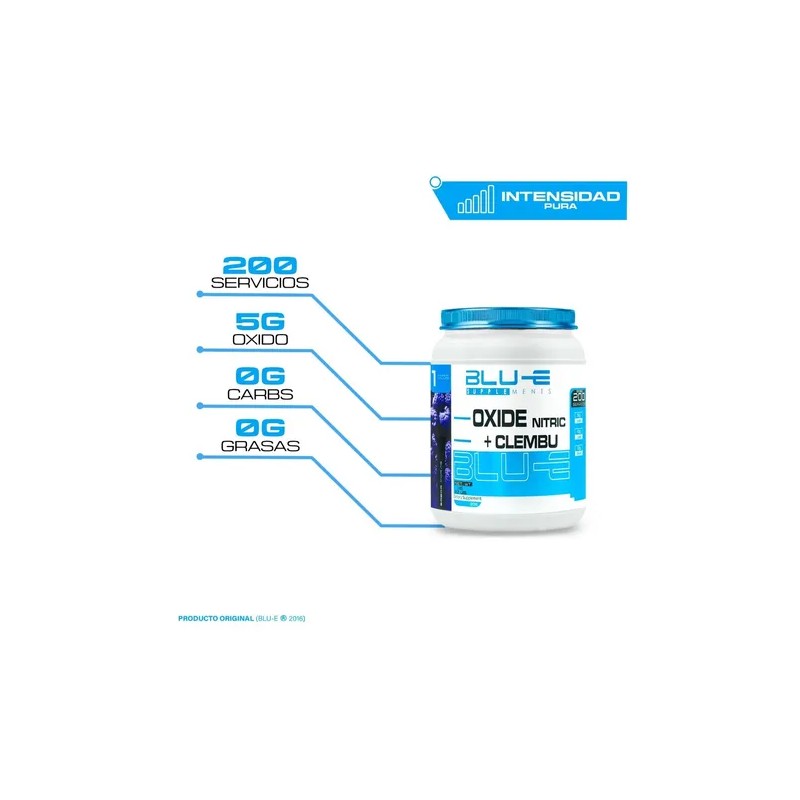 Óxido Nítrico + Clembuterol Blu-e 1 Kg Pre-entreno Full