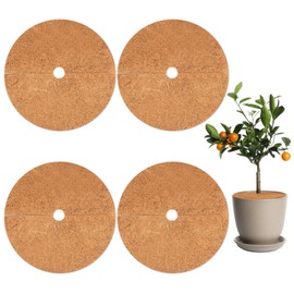 Haocjanc Pack of 4 Coconut Mulch Discs, Brown, 30 cm, Coconut Mat, Winter Protection, Reusable Coconut Mat, Plants, Coconut Plant Protection for Home, Office