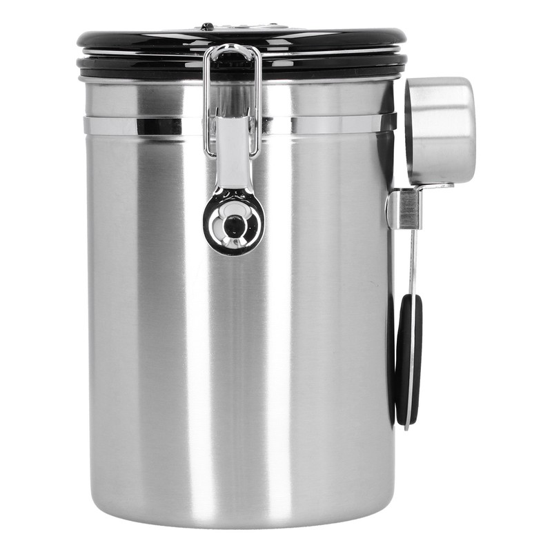 Coffee Beans Canister with Exhaust Valve Stainless Steel Storage Sealing