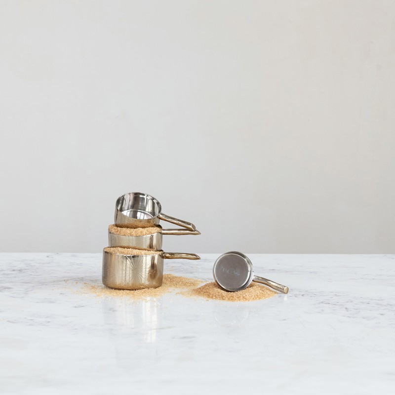 Creative Co-Op 4-Piece Stainless Steel Measuring Cups, Brass