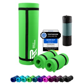 PainProtect SmartCell NBR Yoga & Fitness Pad Comfort Mini 25 x 61 x 1.5 cm Small Non-Slip Protection Protector REFIT FITNESS Mat Sports Gymnastics Knee Pads Green Lime Set of 2