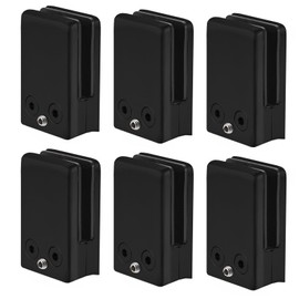 Cokritsm 6pcs Glass Clamps 10-12mm Stainless Steel 304, Black Glass Clips Adjustable Glass Bracket Flat Back for Balustrade Staircase Handrail, Glass Clamps Clip Grip Holder for Stair Window