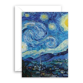 Lithobee - World Of Art Card Vincent Van Gogh - The Starry Night - Greeting Cards for All Occasions to Friends and Loved Ones