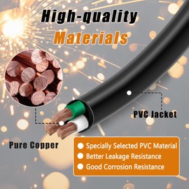 Heavy Duty 14/3 AWG 100 FT Portable Power Cable,14 Gauge 3 Conductor SJOOW 300V Electrical Wire Pure Copper Outdoor Extension Cord for for Motor Leads, Portable Lights, Battery Charger and Machinery