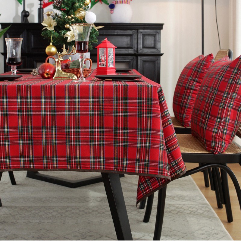 Christmas Check Tablecloth Tablecloth Emotional Camping Home Party Table Cover,