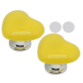4pcs Love Heart Shaped Toilet Tank Button,Self-Adhesion Toilet Push Button Flush Replacement,Toilet Push Tool for Manicure Lover(Yellow)