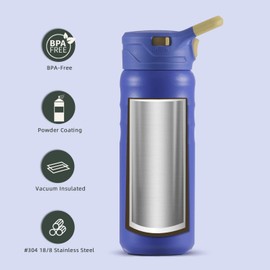 IDEUS Vacuum Insulated Water Bottle, 18 Oz (540 ml) Stainless Steel Double Wall Flask Metal Sports Canteen with Leak-Proof Screw Cap (Purple)