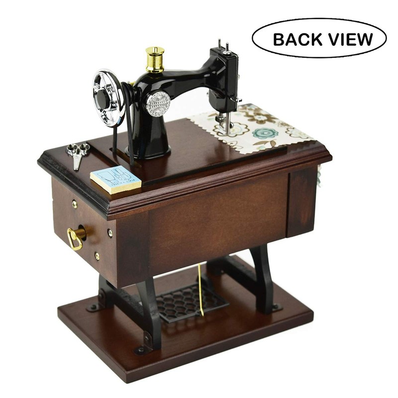 Mr.Winder Sewing Machine Music Box Gift, Wooden Vintage Musical Box