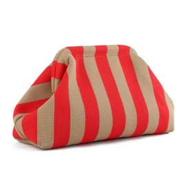 SUKUTU Dumpling Clutch Purses for Women Woven Crochet Handbags Dumpling Clutch Ruched Cloud Purse Casual Vertical Stripe Bag