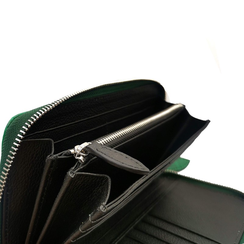 Nallyda Crocodile Embossed Cowhide Long Wallet, green