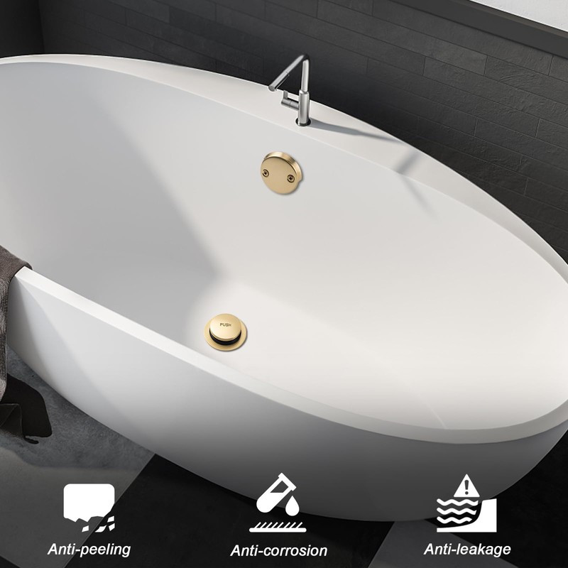 BOOMIBOO Bathtub Drain Tip-Toe Trim Set with Two-Hole Overflow Faceplate,