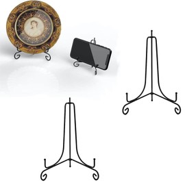 Zjkai 4 Pcs Black Iron Metal 6 Inch Plate Stands for Display, Holder, Easel, Stand, Plaque, Dish, Art, Tabletop Decorative