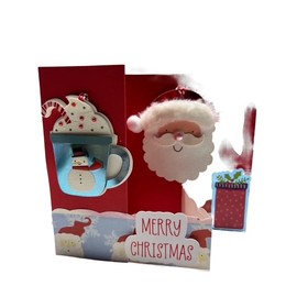 Handmade Santa with Hot Coco Unique Z-Fold Card Holder Greeting Card