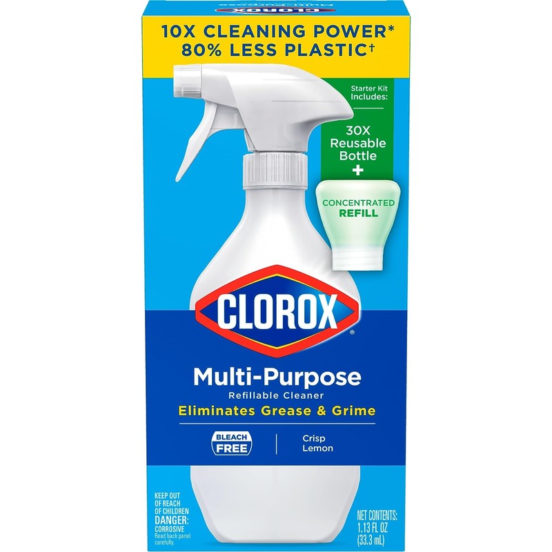 Clorox Clorox Multipurpose Degreaser Cleaner Refillable Starter Kit, Crisp Lemon
