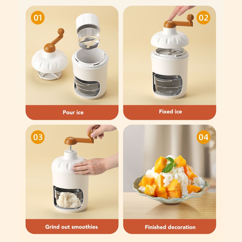 Portable Ice Crusher PP Manual Shaved Snow Cone Machine DIY