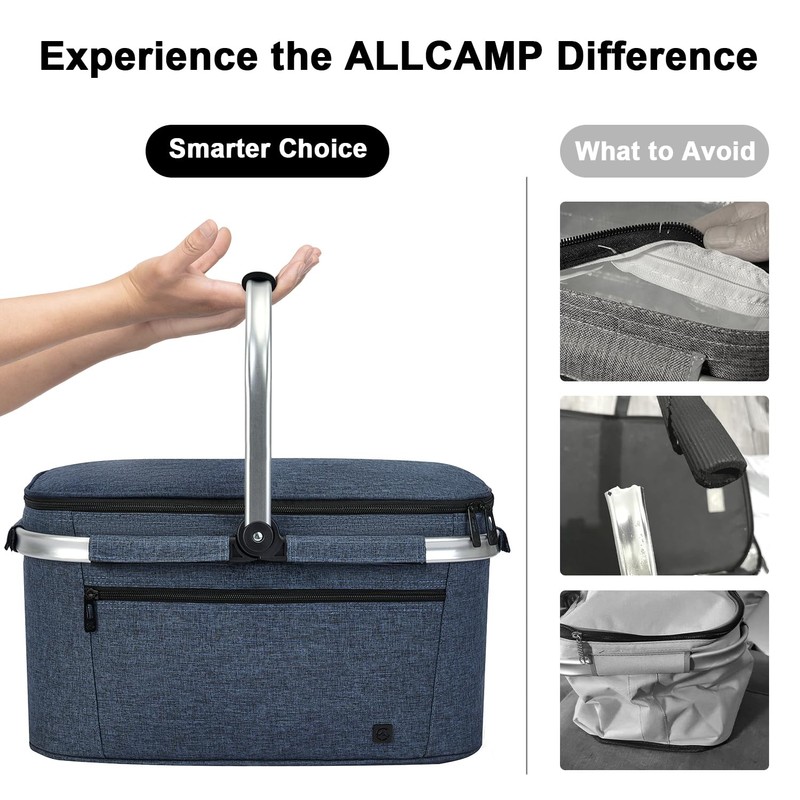 ALLCAMP Picnic Basket - 2 Ice Box Included 32L Insulated