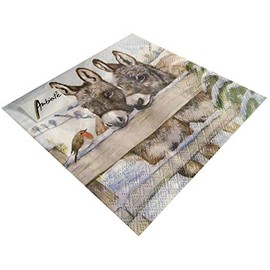Ambiente Napkins Lunch/Festival/Party/Approx. 33 x 33 cm Donkeys Robin Christmas Autumn Winter Ideal as a Gift and Table Decoration