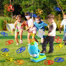 WATUDOU 29 PCS Flying Disc Launcher Outdoor Indoor Game Toys Gifts for 3 4 5 6 Year Old Kids, Outdoor Outside Game Toys for Kids Boys Ages 3-5 4-8, Ideal 3 4 5 6 Year Old Boys Birthday Gifts