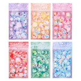 HACRAHO Bubbles PET S tickers, 24 Sheets Transparent Stickers for Water Bottles Pre-Cut Colorful Stickers for Journaling Scrapbooking and DIY Crafts