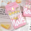 BQZQOAMZ Yellow Flower Short Almond False Nails Yellow French Tip