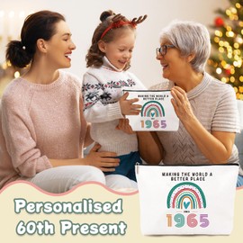 60th Birthday Gifts for Woman | Inspirational 60th Birthday Gifts for Her | Small Pencile Bag Toiletry Bag Cosmetic Bags | Unique Presents for Friend Sister Bestie (Brush not Include)