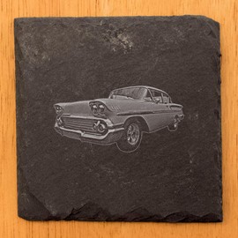 Classic Car Magic: Vintage 1958 Bel Air Coasters with Flair - Square Slate - set of 6