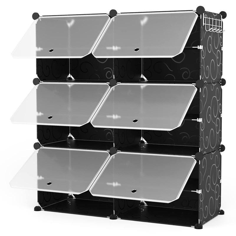 ROJASOP 6-Tier 24-Pair Expandable Shoe Rack Organizer with 2 Hooks,