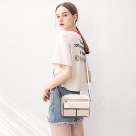 Kadynow Small Crossbody Bags for Women Trendy Vegan Leather Crossbody Purses Shoulder Bag with Adjustable Strap（Beige）