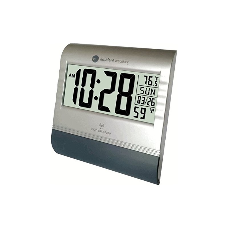 Ambient Weather RC-9362 Atomic Digital Wall Clock with Temperature