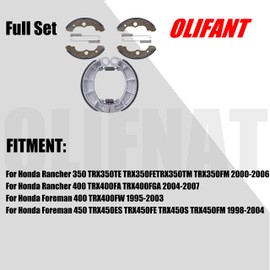 Front & Rear Brake Shoes for Honda Rancher 350 2000-2006/ Honda Rancher 400 2004-2007/Honda Foreman 400 1995-2003/Honda Foreman 450 1998-2004