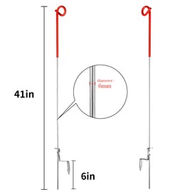 FENSMILE Fence Shock 41 Inches Systems Pig Tail Step-in Fence Post, Stainless Steel for Garden and Farm, Portable Fence Ideal for Electric Fencing - Pack of 30 Red