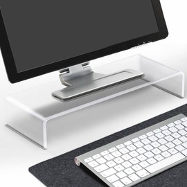 Japard Acrylic Monitor Stand, Premium Large Monitor Riser 20 inch, Crystal Clear Acrylic Computer Stand Laptop Desk Stand for Home Office Printer TV Screen Keyboard Storage