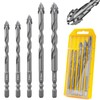 Flintronic Four-Flute Drill Bit Set, 5PCS Four Blade Serrated Eccentric