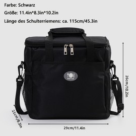 Capacity 16L Cool Bags, Portable Cooler Bag, Thermal Bag, Foldable Cooler Bag, Thickened and Waterproof for Camping, Picnic, Transport of Food and Drinks (Black)