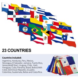 Anley Latin America 23 Countries String Flags - Assorted Latino Flag Banners for Heritage Hispanic Month International Events Conference Party Decoration Sports Bars - 26 Ft 23 Flags
