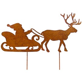 Blümelhuber Santa Claus with Reindeer Sleigh Christmas Decoration Outdoor Garden Stake Christmas Winter Decoration Outdoor Decoration Front Door