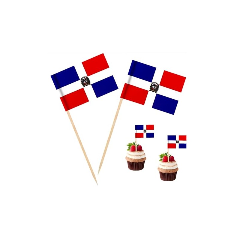 100 Pcs Dominican Republic Toothpick Flag Dominican National Small Mini