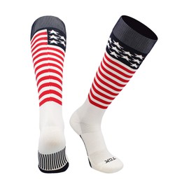 TCK Stars and Stripes USA Flag Baseball Socks (White/Navy/Scarlet, Small)