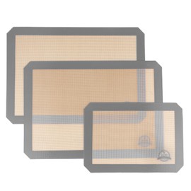 ZICRO Silicone Sourdough Bread Baking Supplies, Silicone Baking Mat, 3 Pack Reusable Baking Mat (Gray)