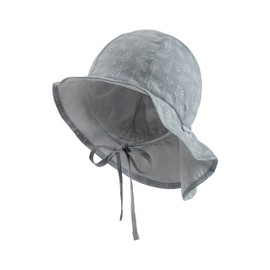 Sterntaler Sun Hat Leaves with Neck Protection and Tie Strap – Protective Summer Hat Girls Made of Cotton with Practical Tie – Sun Hat Baby with Print Pattern, Dark turquoise, 51