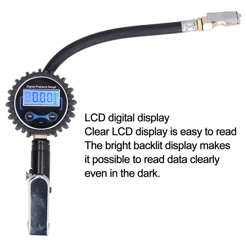 300PSI Tire Inflator Meter LCD Digital Display Inflation Pressure Gauge