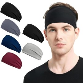Beyson 6 Pcs Diademas Deportivas para La Cabeza - Kit de Bandas Elásticas con 5 Colores para Hombre y Mujer, Diademas de Cabello Absorbe El Sudor, Ban
